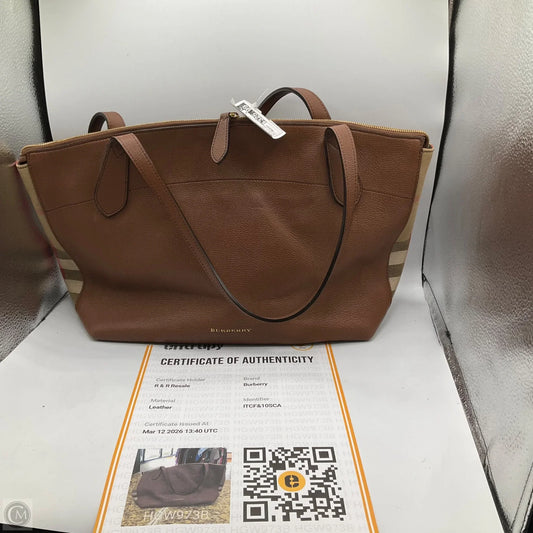 Tote Luxury Designer By Burberry, Size: Medium