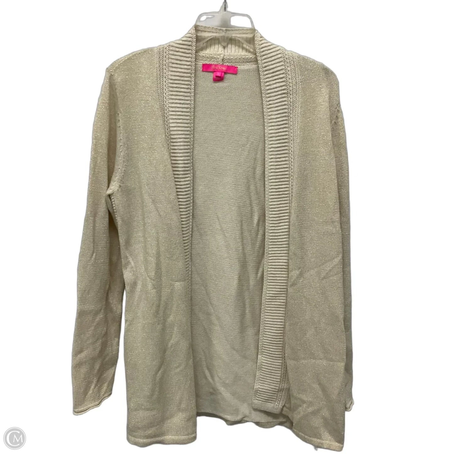 Sweater Cardigan Designer By Lilly Pulitzer In Gold, Size: L