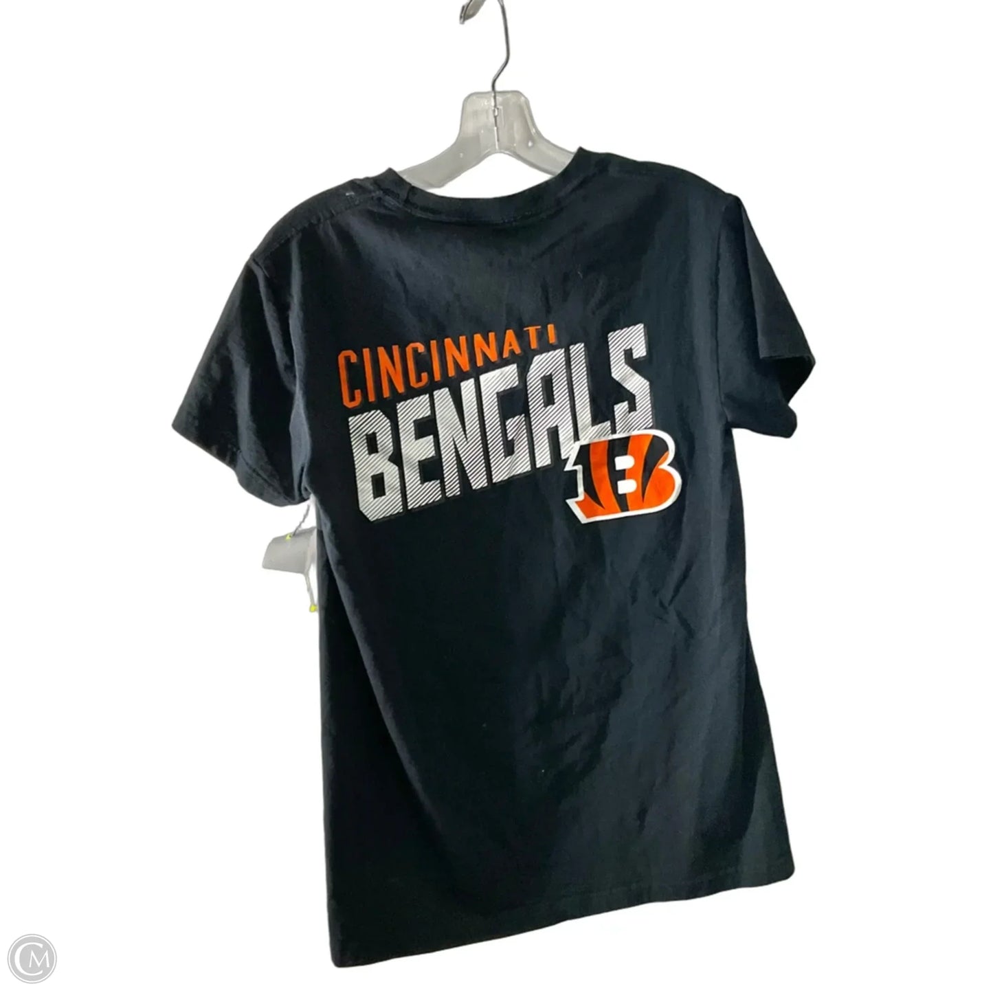 Athletic Top Short Sleeve By Nfl In Black & Orange, Size: S