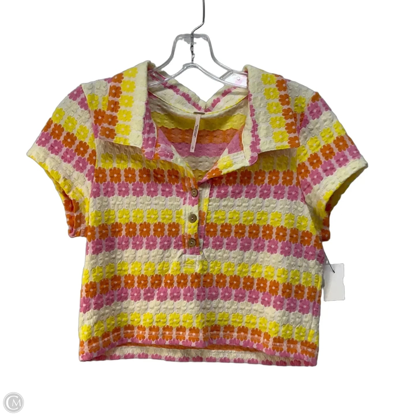 Top Short Sleeve By Free People In Floral Print, Size: L