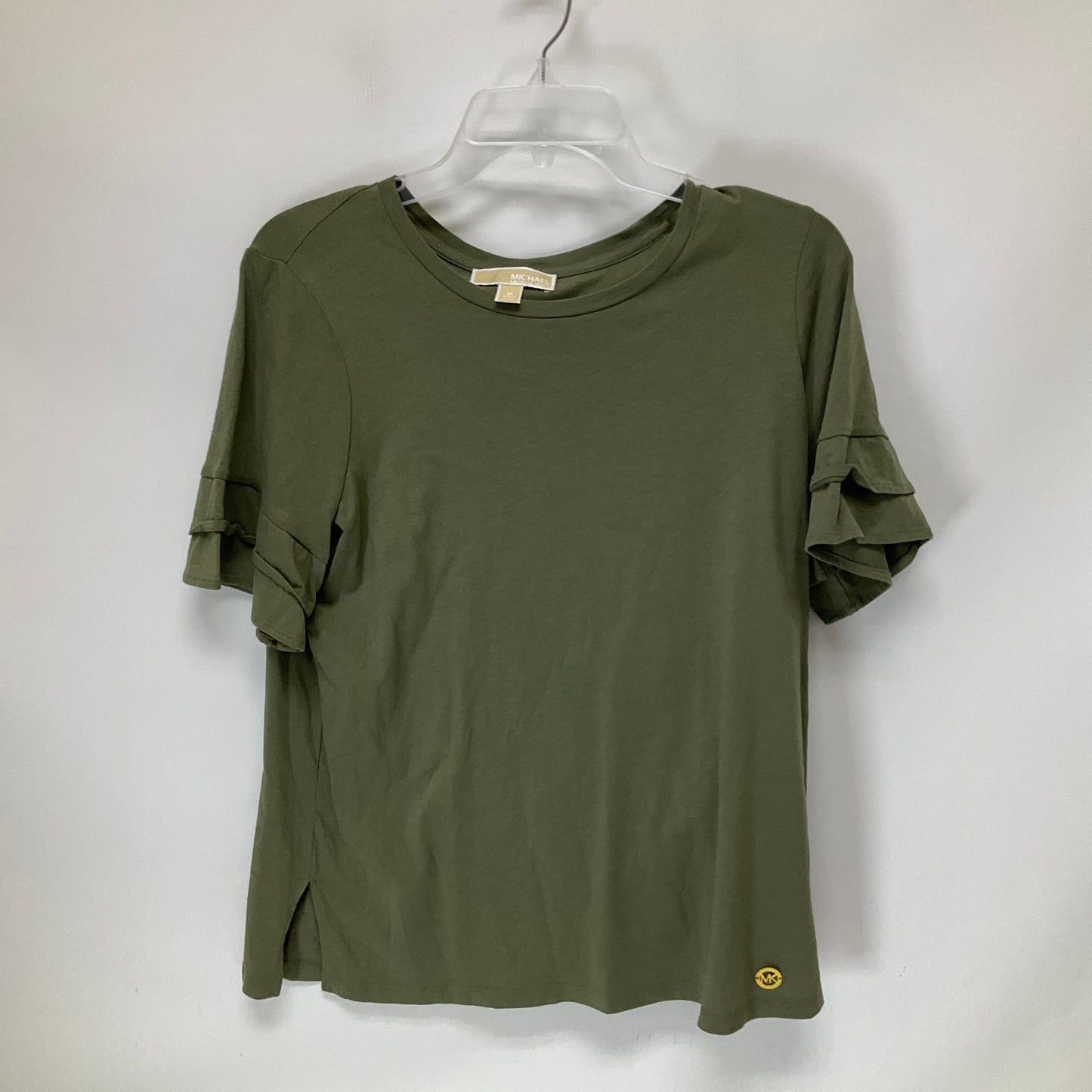 Green Top Short Sleeve Basic Michael By Michael Kors, Size M