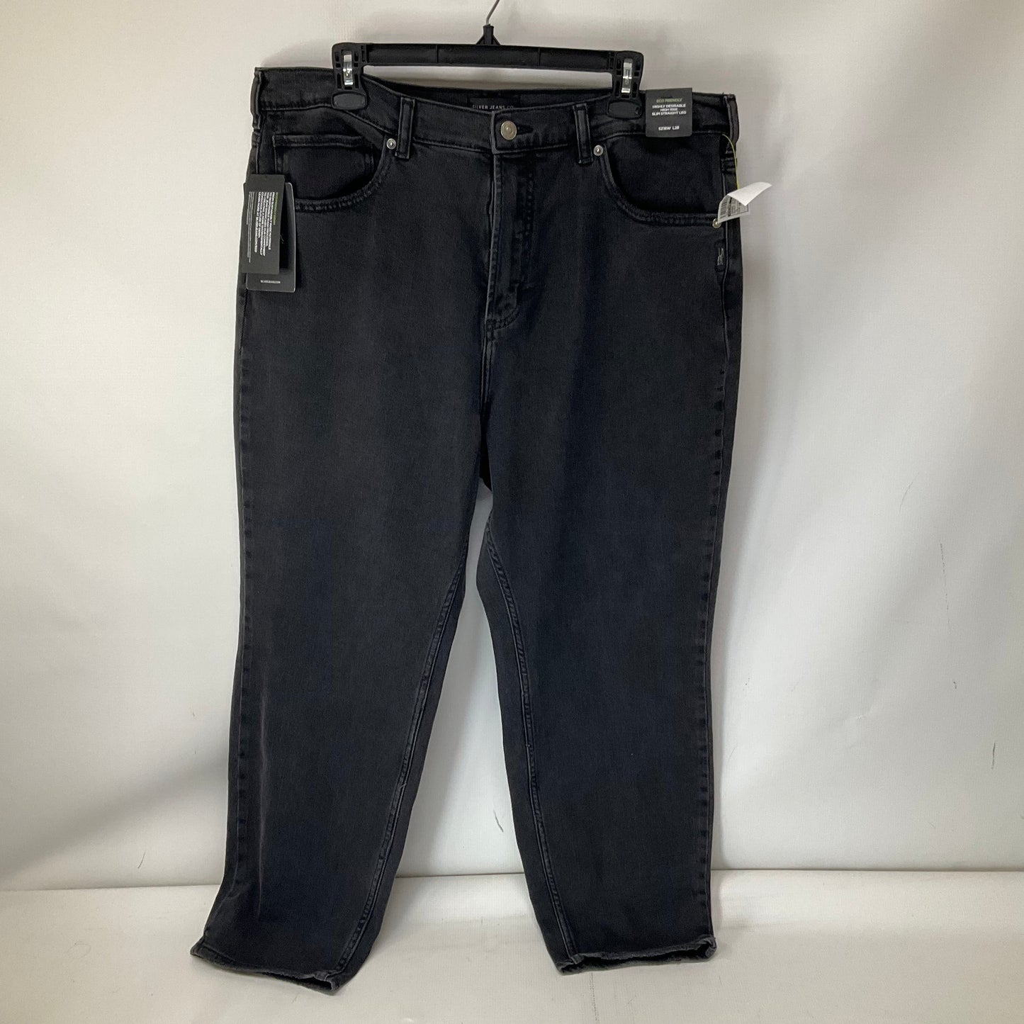 Jeans Straight By Silver In Black Denim, Size: 16