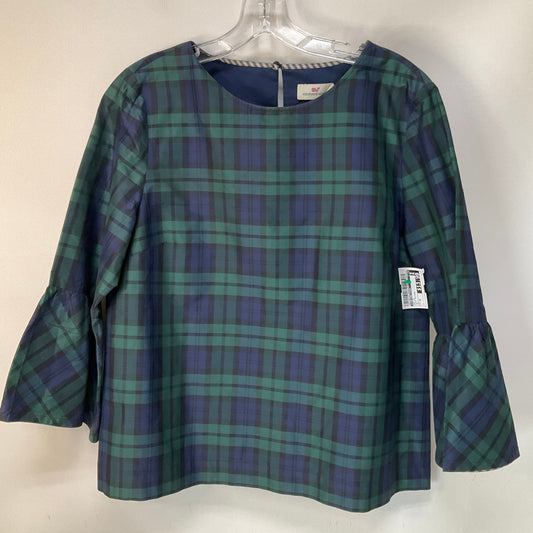 Top Long Sleeve By Vineyard Vines In Plaid Pattern, Size: 10