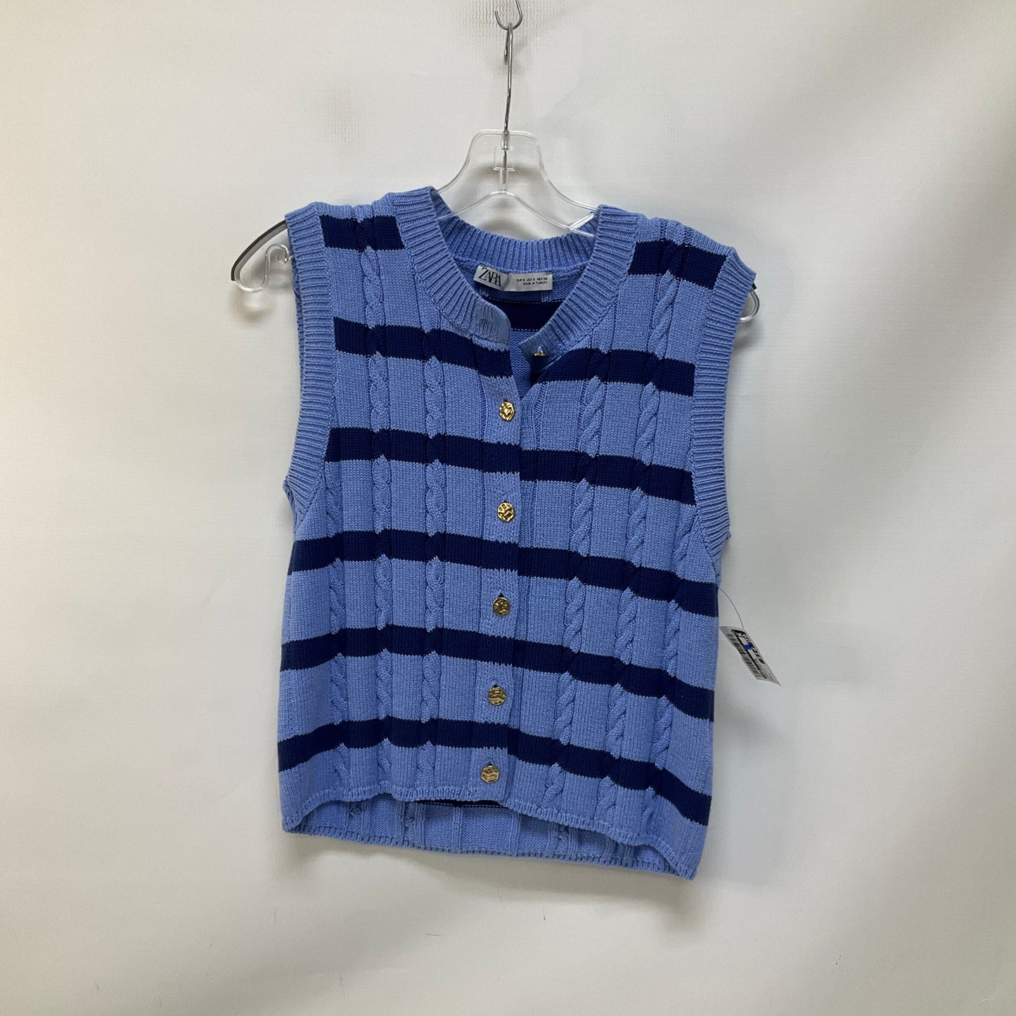 Vest Sweater By Zara In Striped Pattern, Size: S