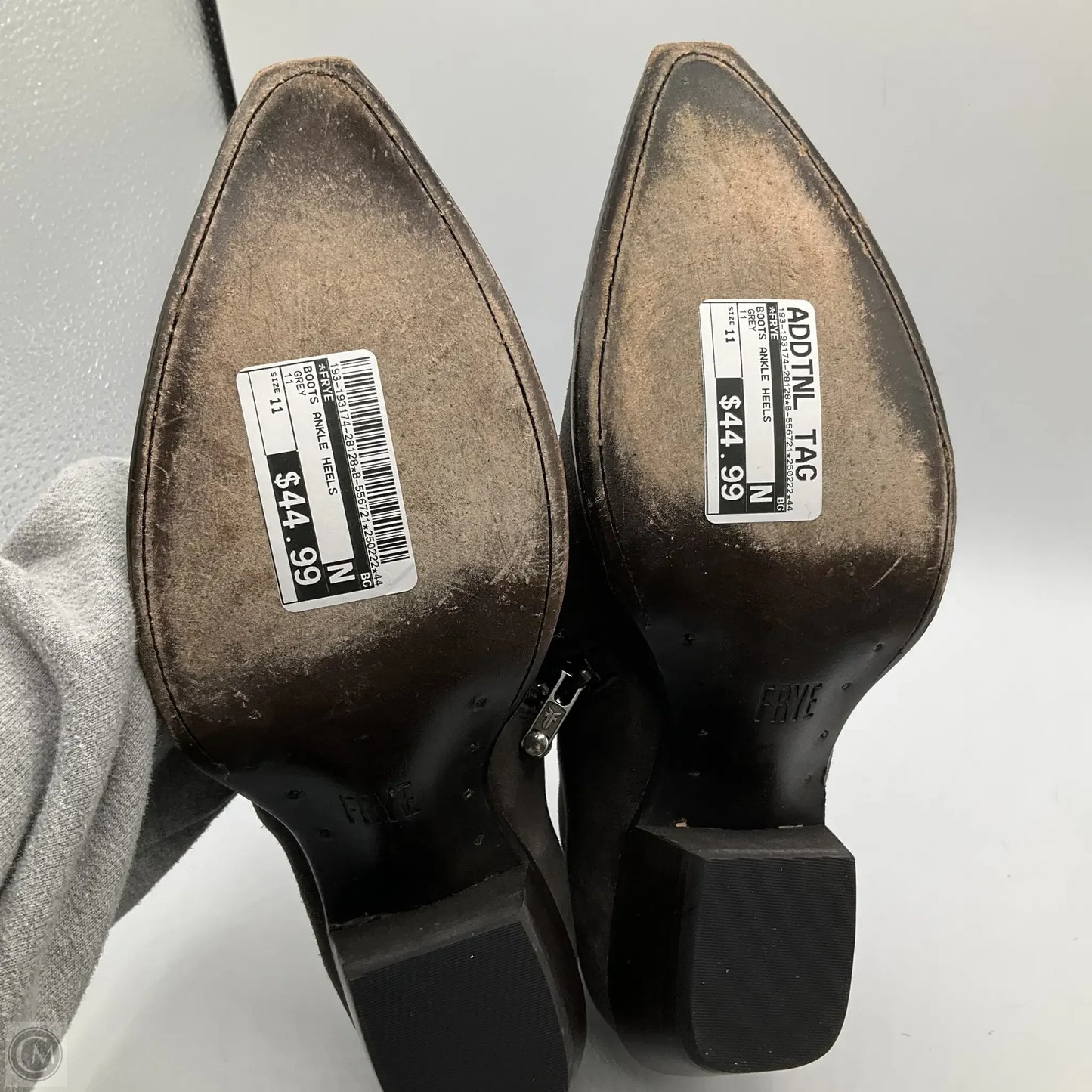 Boots Ankle Heels By Frye In Grey, Size: 11