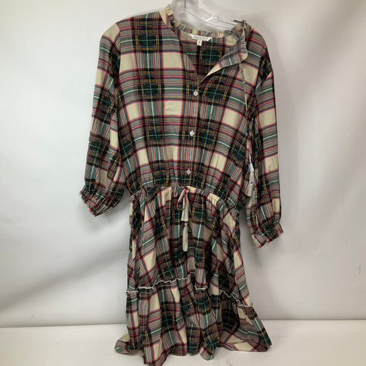 Dress Casual Short By Simply Southern In Green Plaid, Size: M