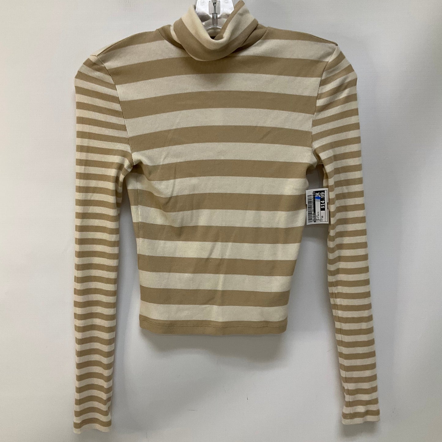 Top Long Sleeve By Madewell In Tan & White, Size: Xs