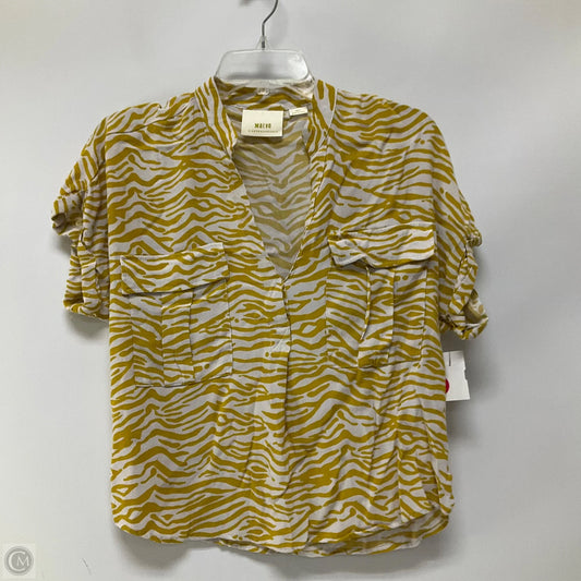 Top Short Sleeve By Maeve In White & Yellow, Size: S