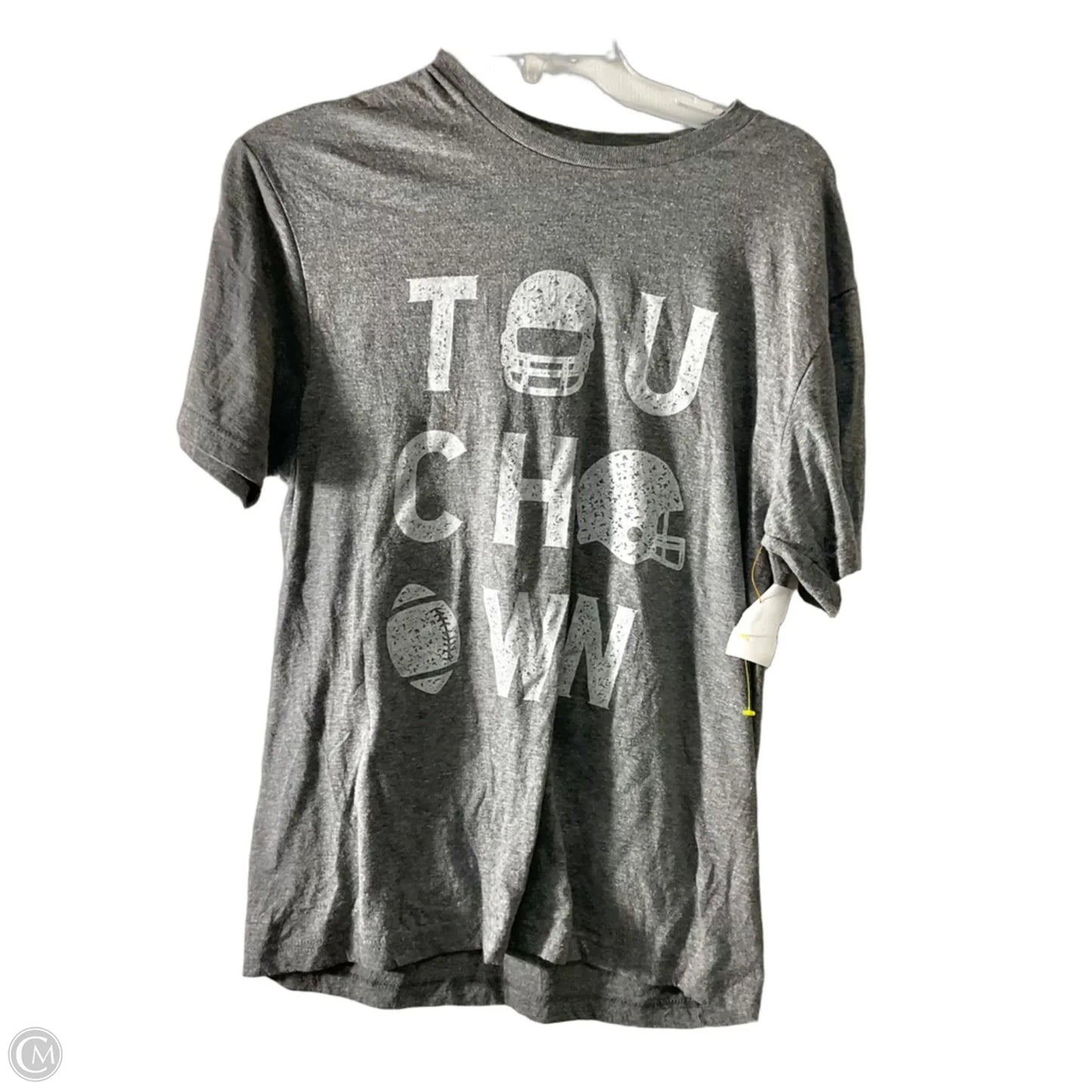Top Short Sleeve By Gildan In Grey & White, Size: M