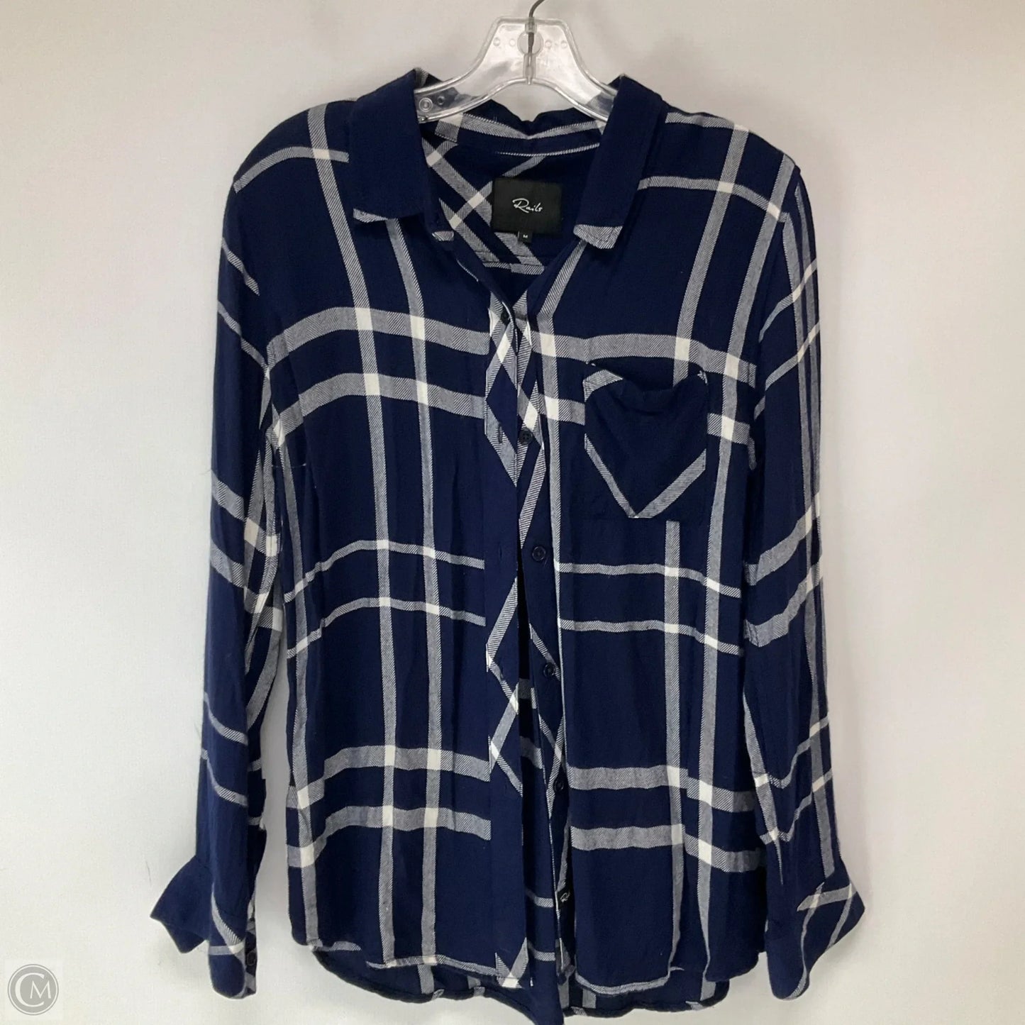 Top Long Sleeve By Rails In Plaid Pattern, Size: M