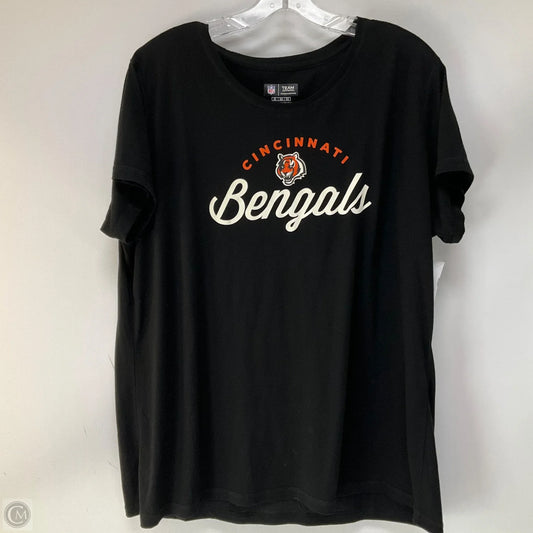 Athletic Top Short Sleeve By Nfl In Black & Orange, Size: 3x