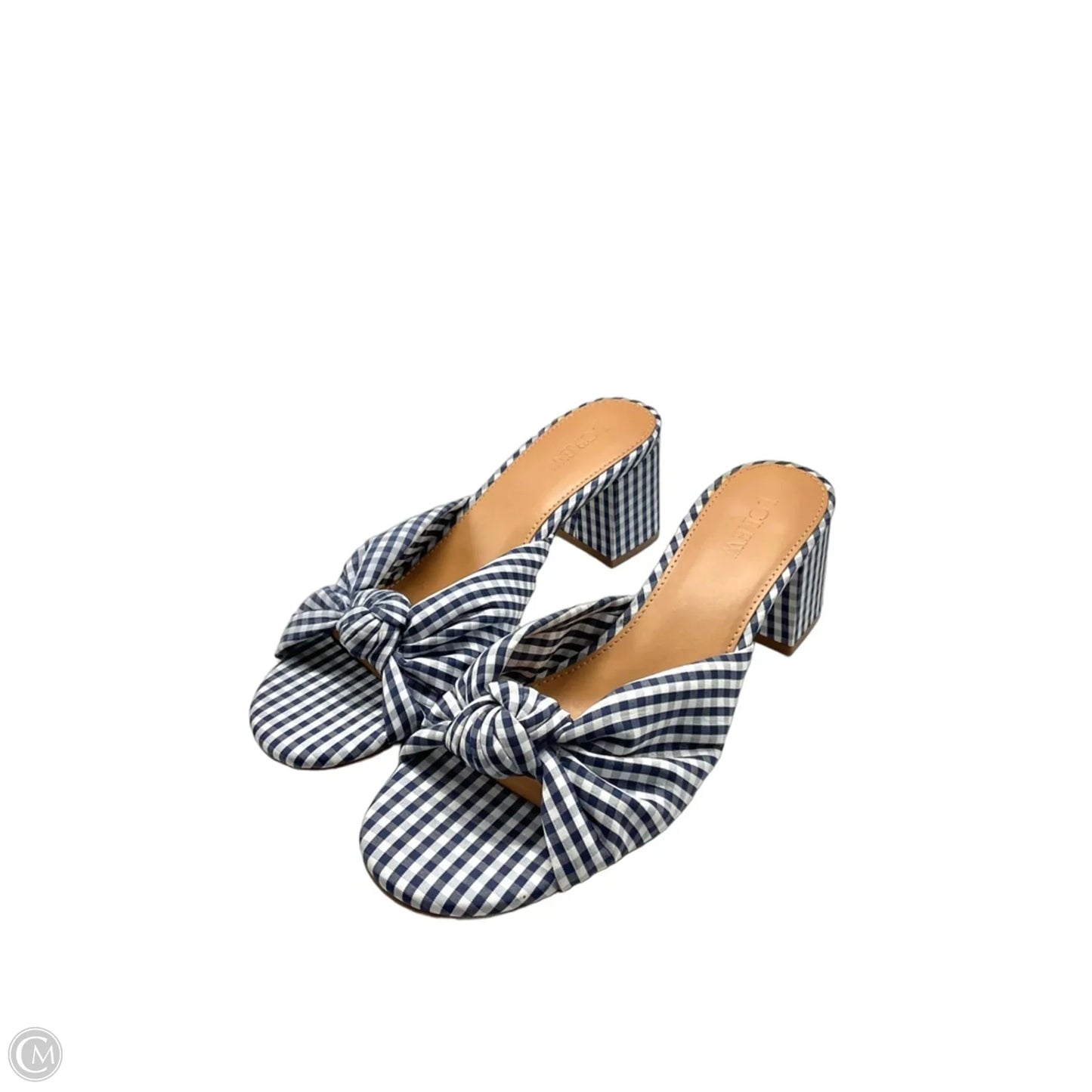 Sandals Heels Block By J. Crew In Blue & White, Size: 8