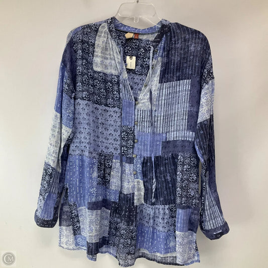 Top Long Sleeve By Pilcro In Blue, Size: S