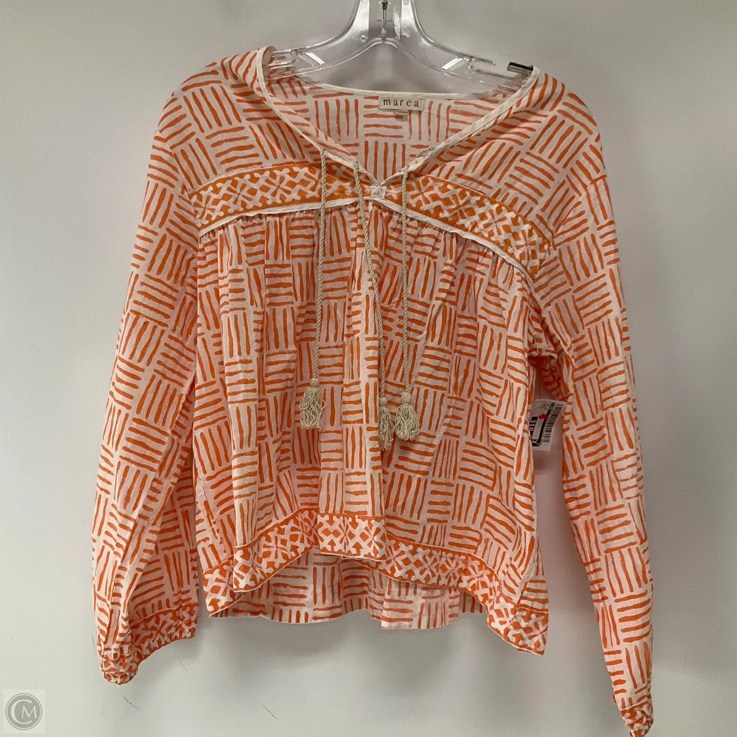 Top Long Sleeve By Cma In Orange & White, Size: M