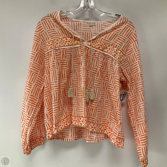 Top Long Sleeve By Cma In Orange & White, Size: M