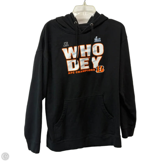 Athletic Sweatshirt Hoodie By Cmf In Black & Orange, Size: M