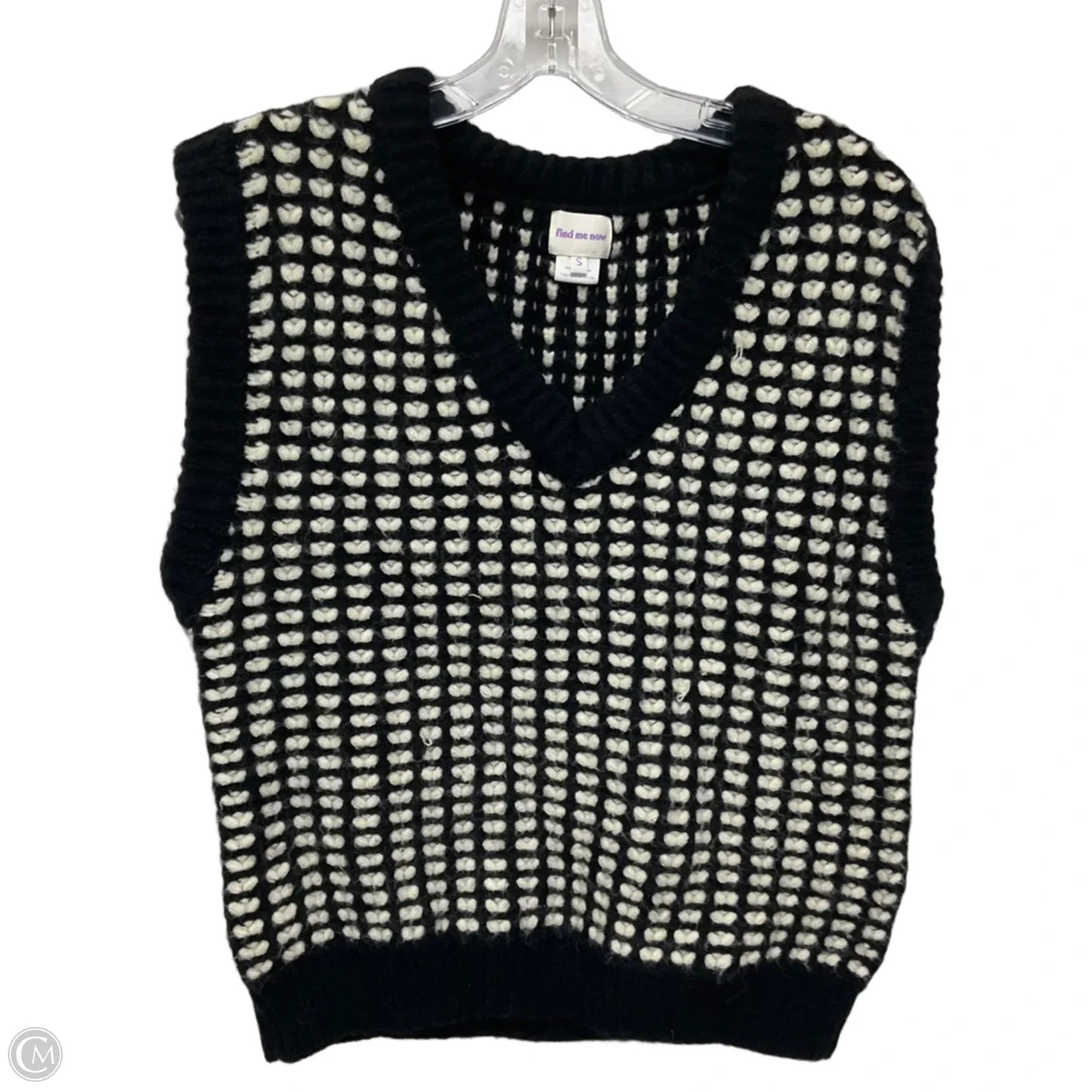 Vest Sweater By Cmb In Black & White, Size: S