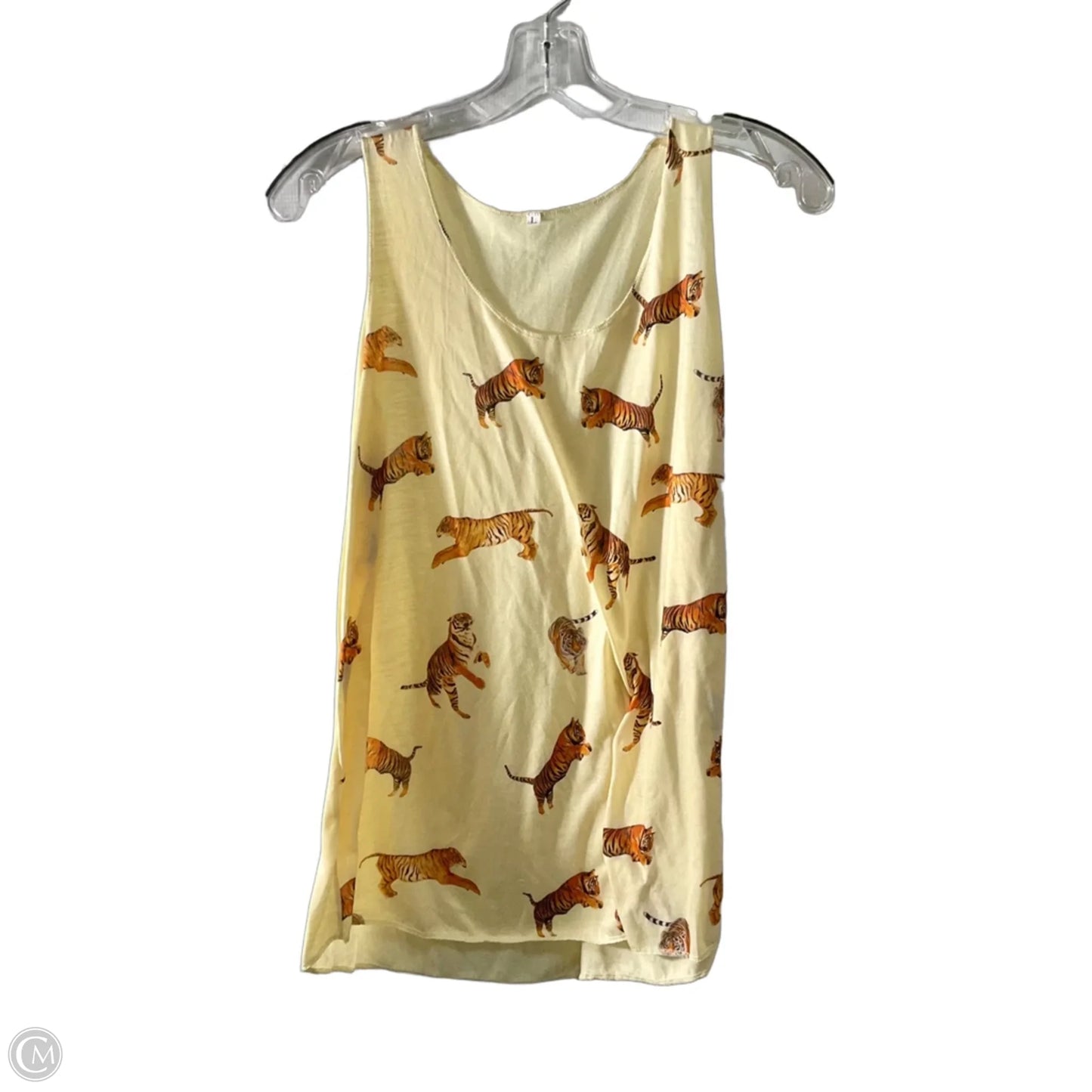Top Sleeveless By Cmf In Cream & Orange, Size: L