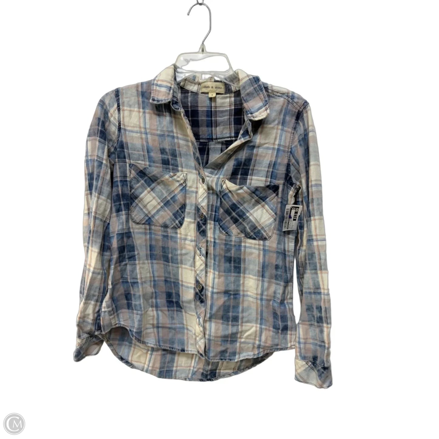 Top Long Sleeve By Cloth & Stone In Plaid Pattern, Size: S