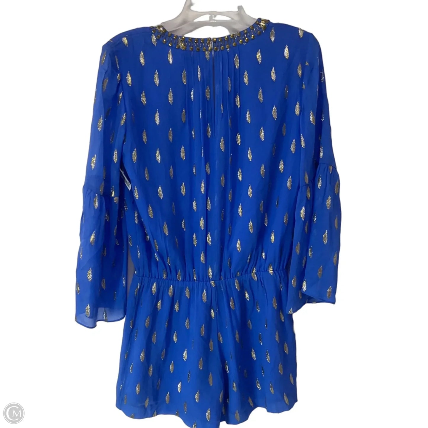 Romper Designer By Lilly Pulitzer In Blue & Gold, Size: M