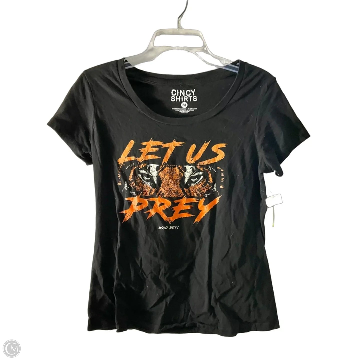 Athletic Top Short Sleeve By Cmc In Black & Orange, Size: M