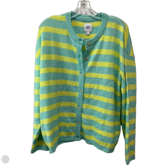 Sweater Cardigan By Joy Lab In Green & Yellow, Size: Xxl