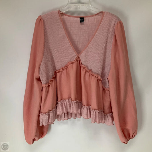 Top Long Sleeve By Cme In Pink, Size: Xl