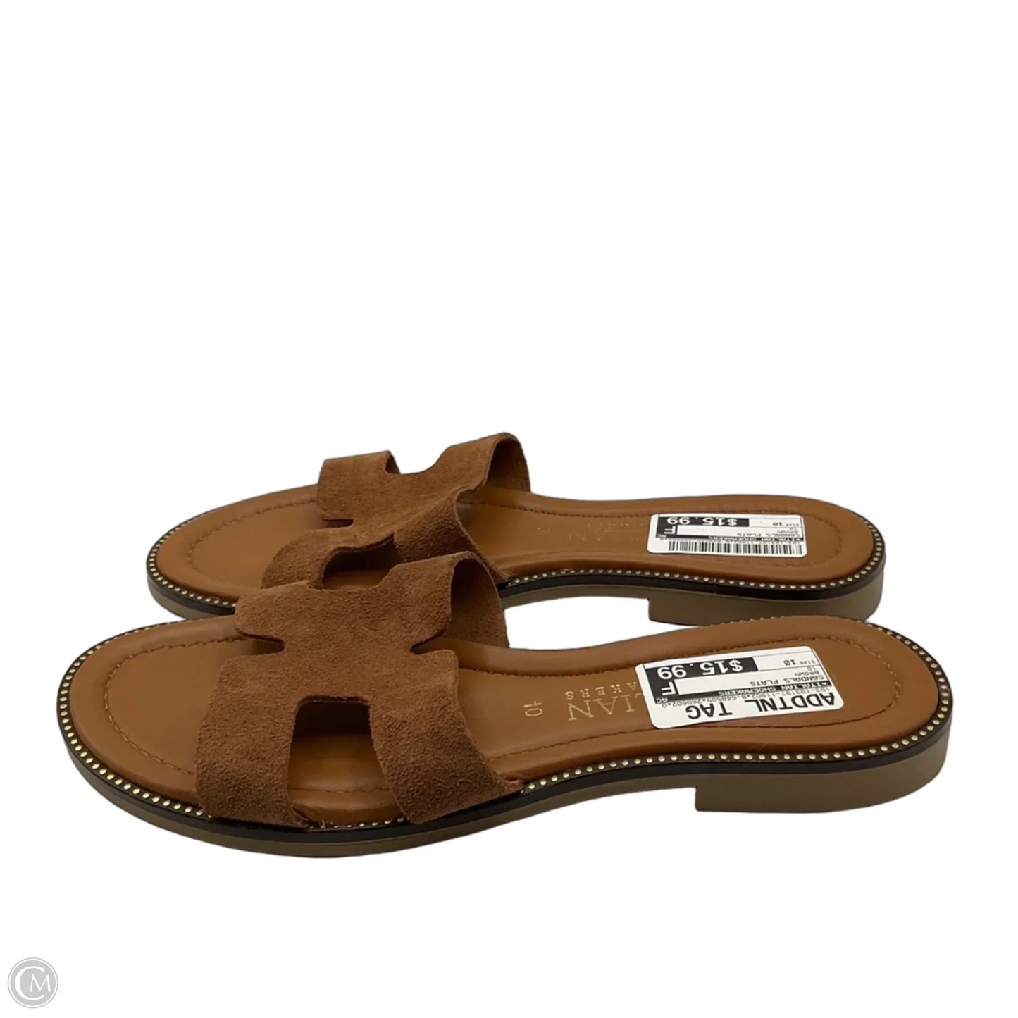 Sandals Flats By Italian Shoemakers In Brown, Size: 10