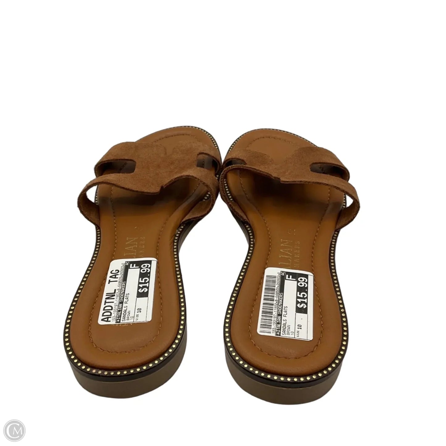 Sandals Flats By Italian Shoemakers In Brown, Size: 10