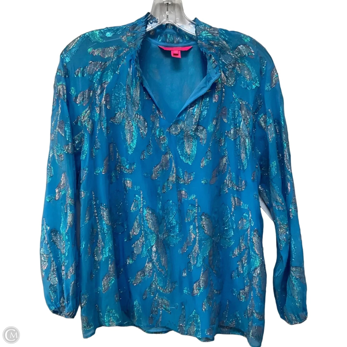 Top Long Sleeve Designer By Lilly Pulitzer In Blue, Size: S