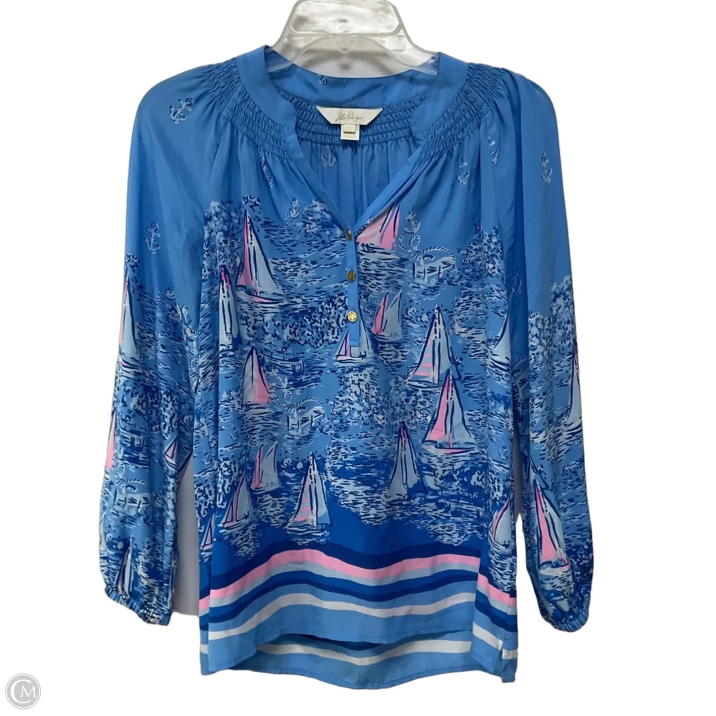Top Long Sleeve Designer By Lilly Pulitzer In Blue, Size: Xxs