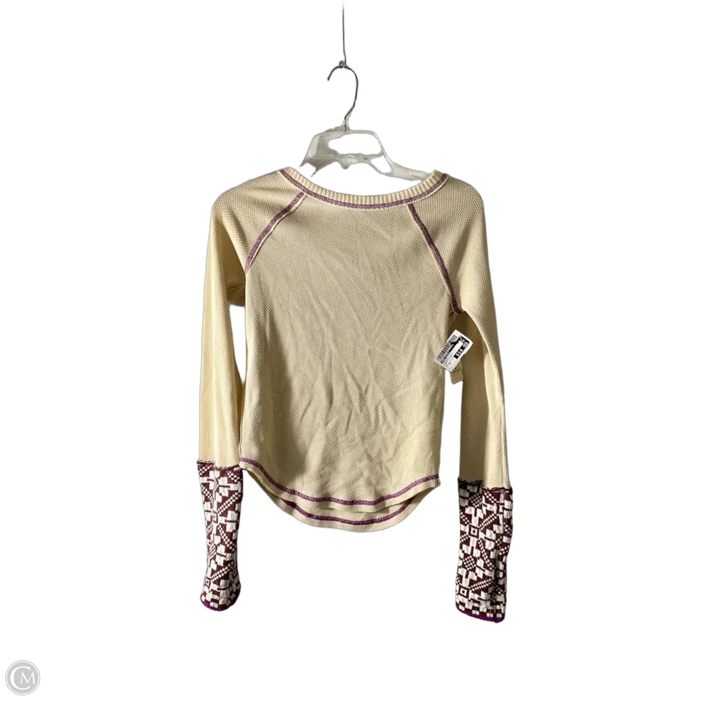 Top Long Sleeve By Free People In Cream & Purple, Size: M