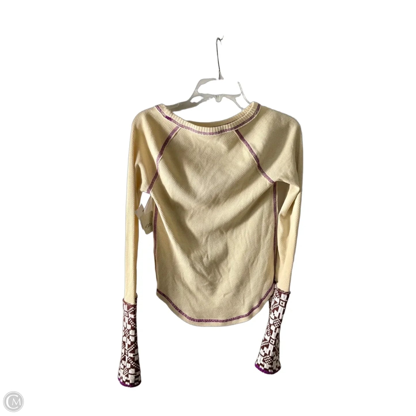 Top Long Sleeve By Free People In Cream & Purple, Size: M