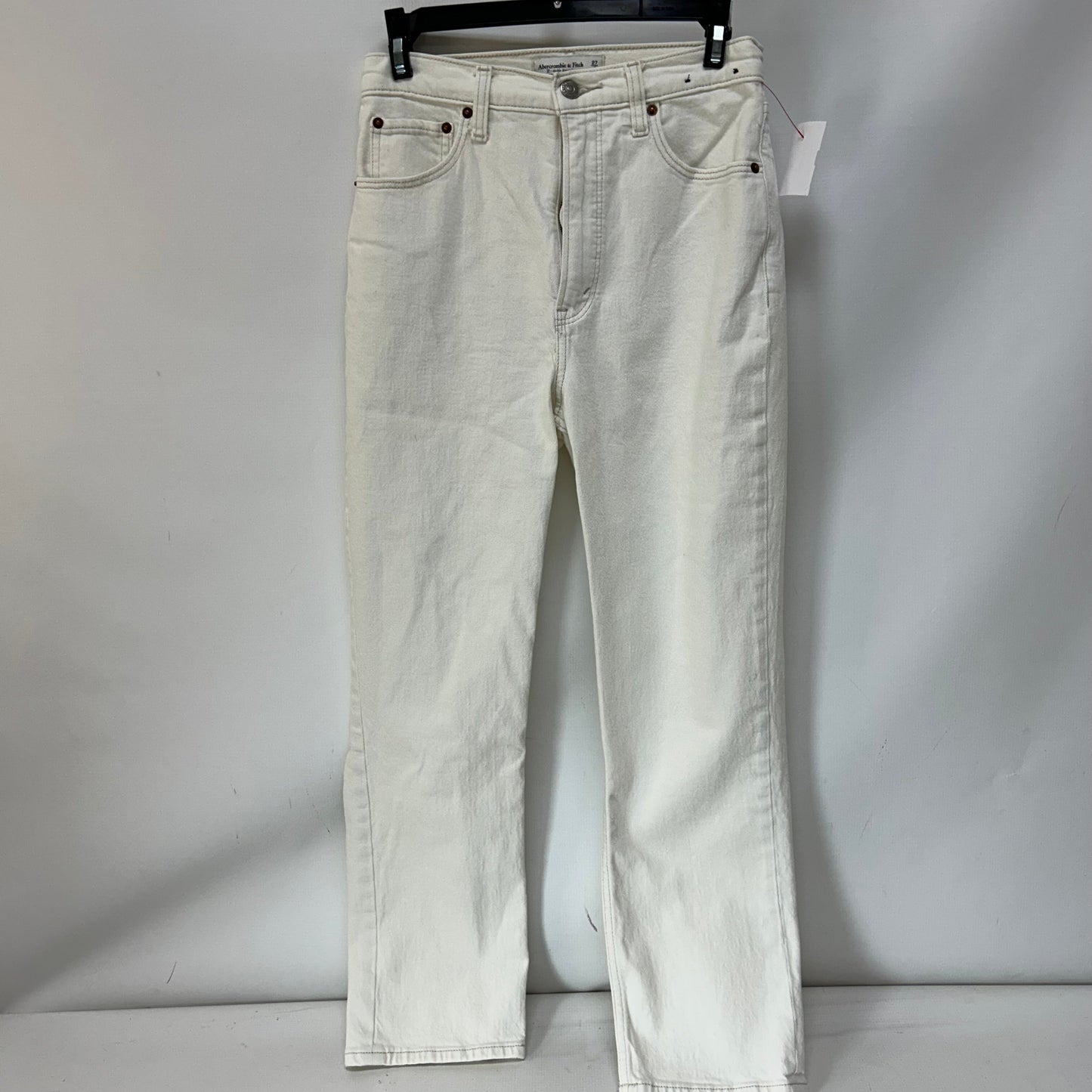 Jeans Straight By Abercrombie And Fitch In White Denim, Size: 4