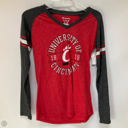 Athletic Top Long Sleeve Crewneck By Champion In Red, Size: M
