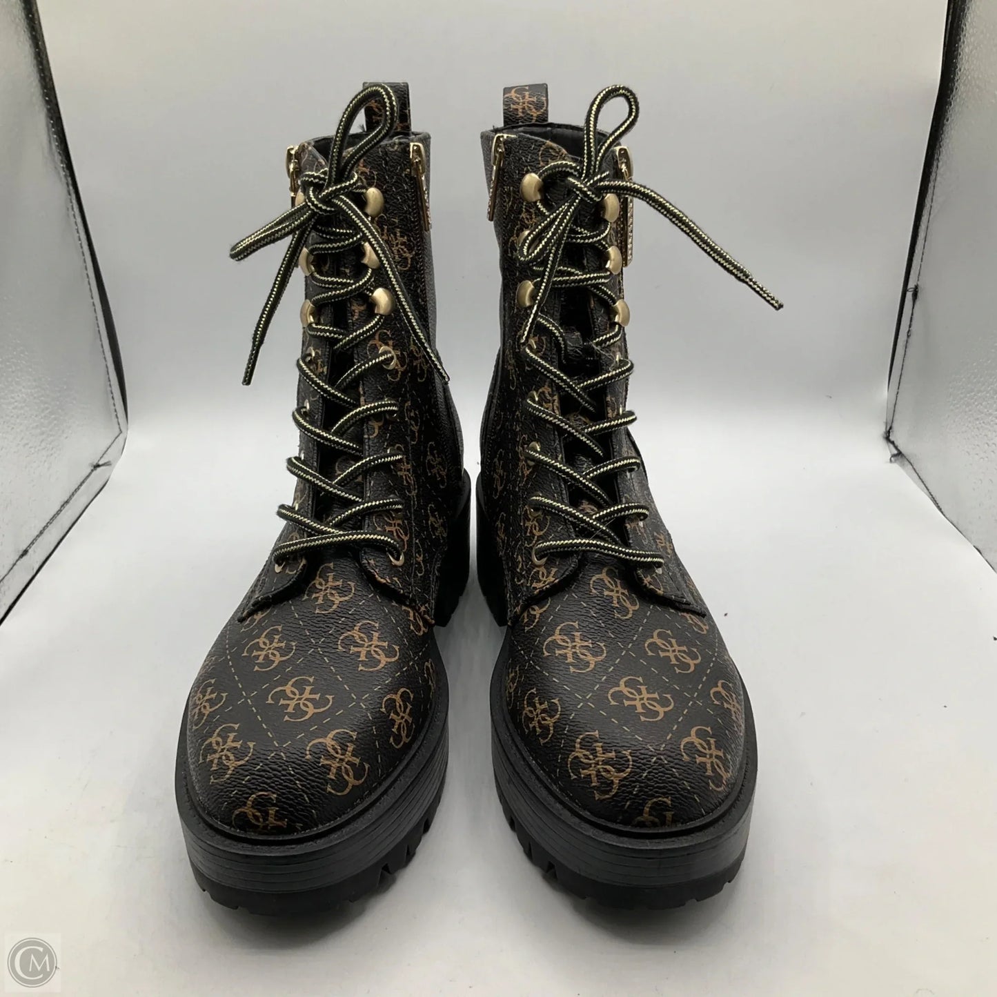 Boots Combat By Guess In Black & Gold, Size: 9.5