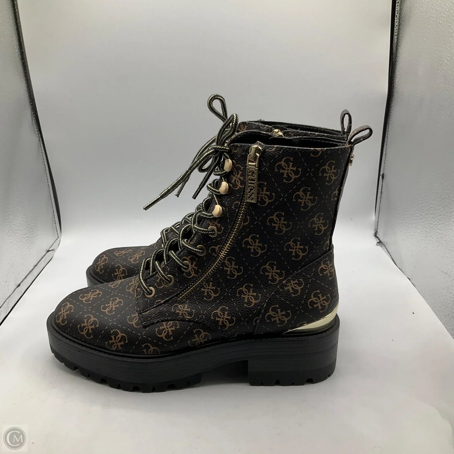 Boots Combat By Guess In Black & Gold, Size: 9.5