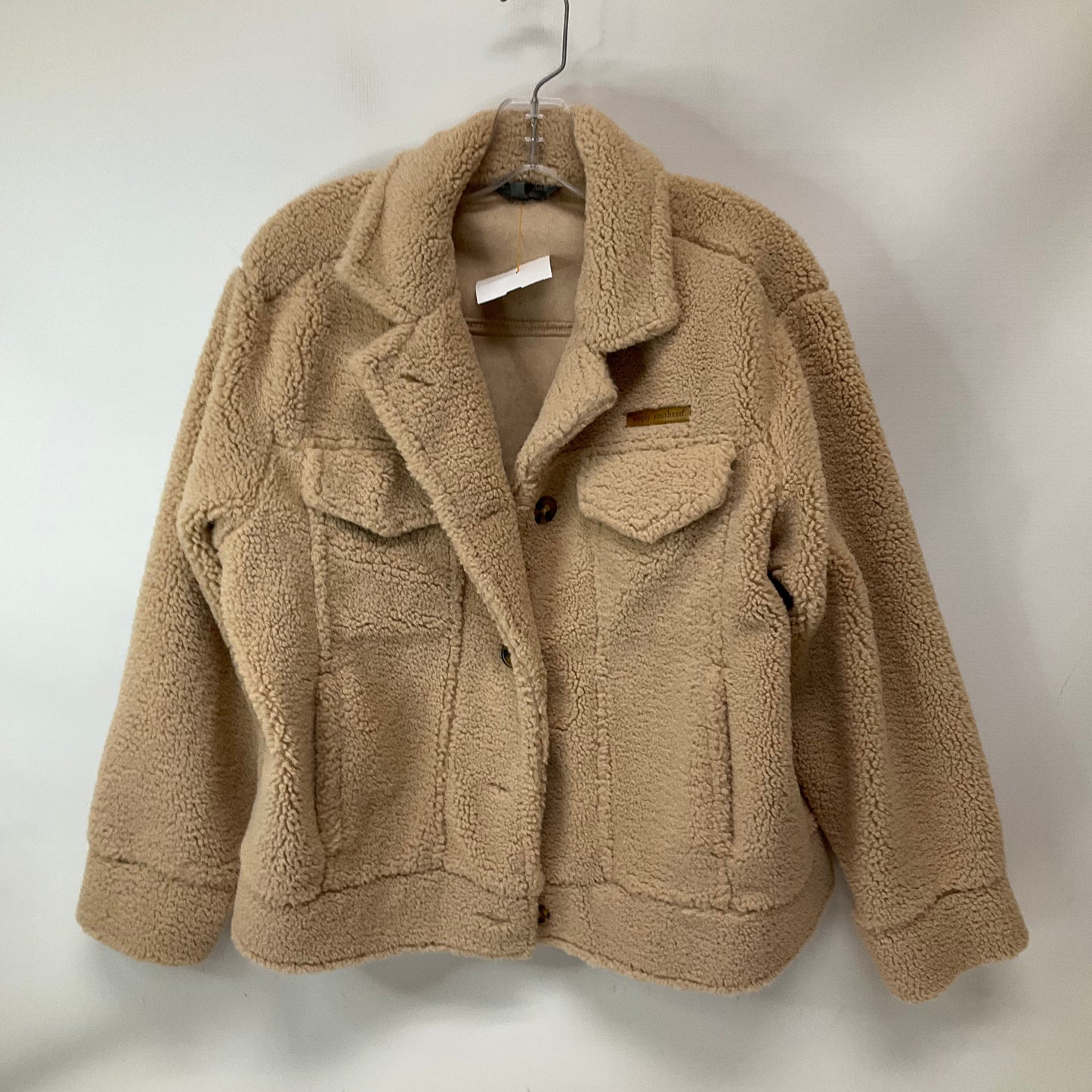 Jacket Fleece By Simply Southern In Tan, Size: M