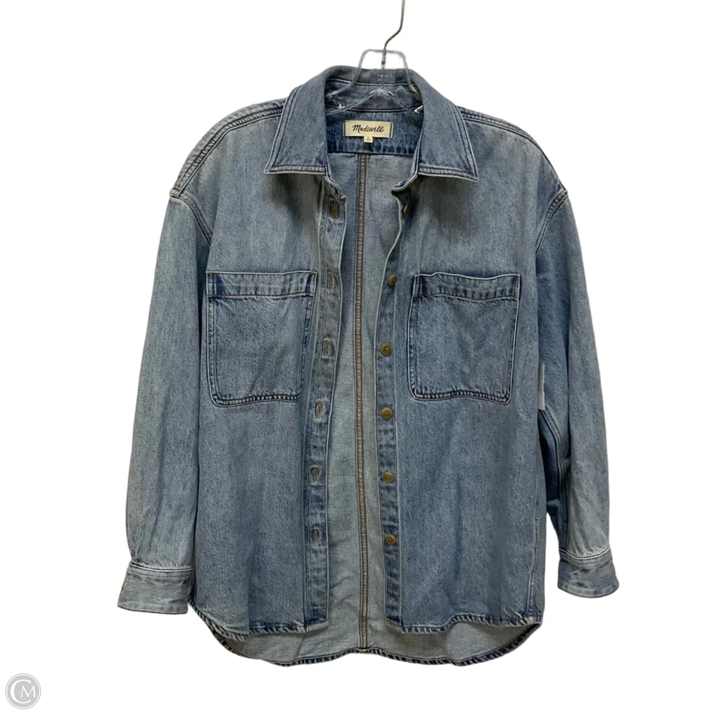 Jacket Denim By Madewell In Silver, Size: S