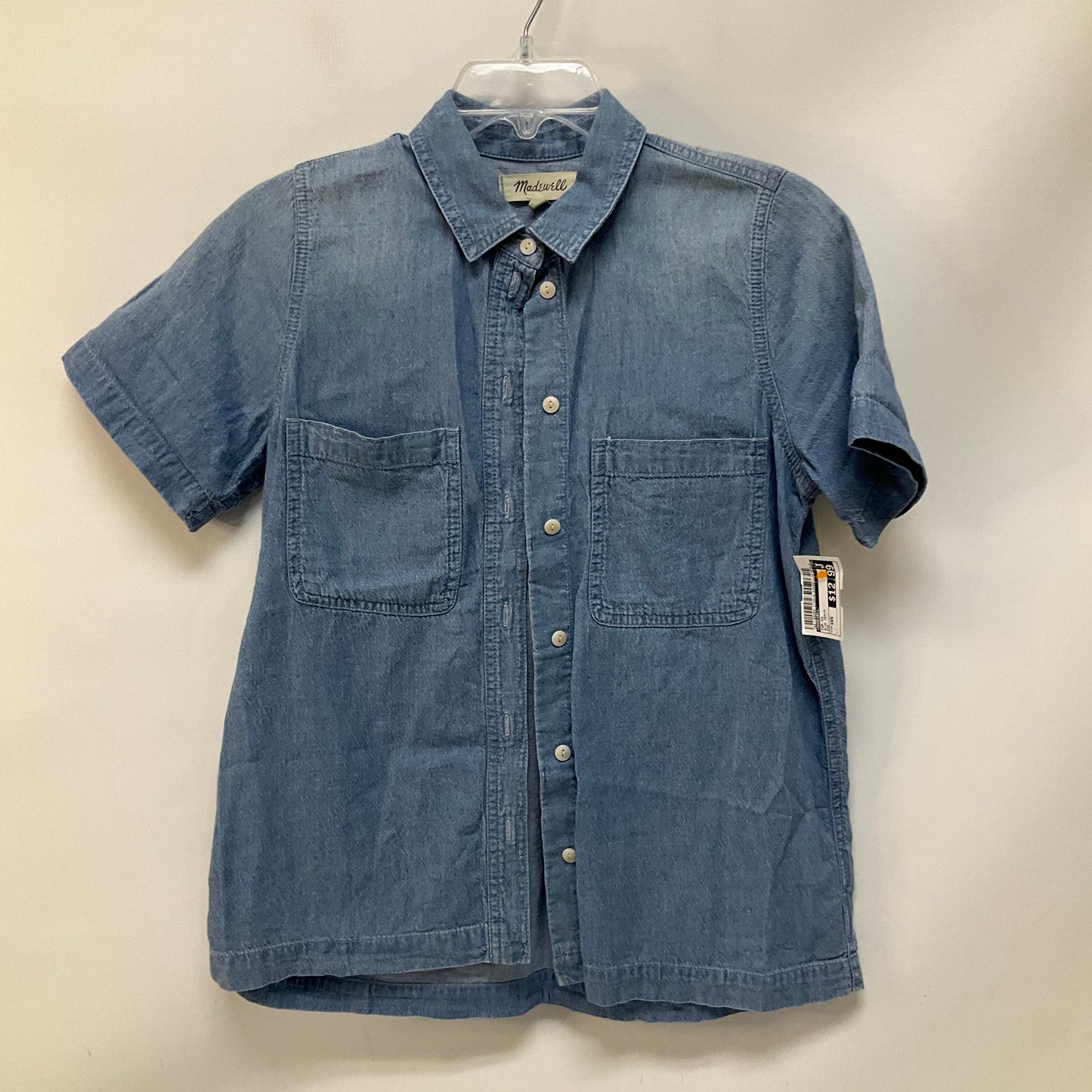 Top Short Sleeve By Madewell In Blue Denim, Size: Xxs