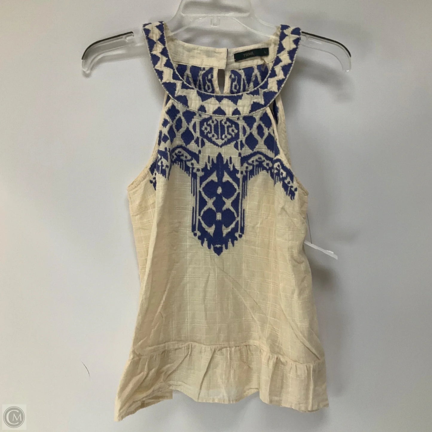 Top Sleeveless By Thml In Blue & Cream, Size: L