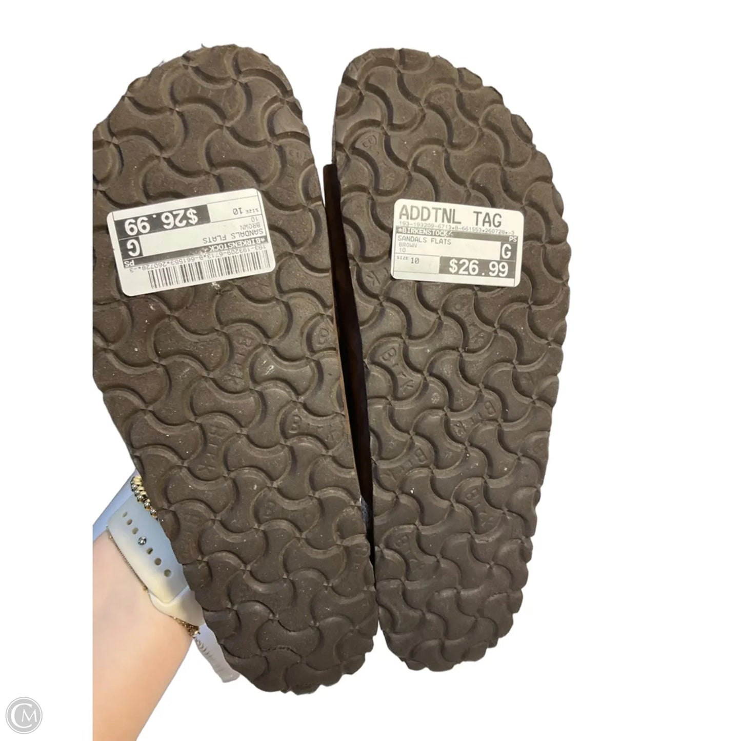 Sandals Flats By Birkenstock In Brown, Size: 10