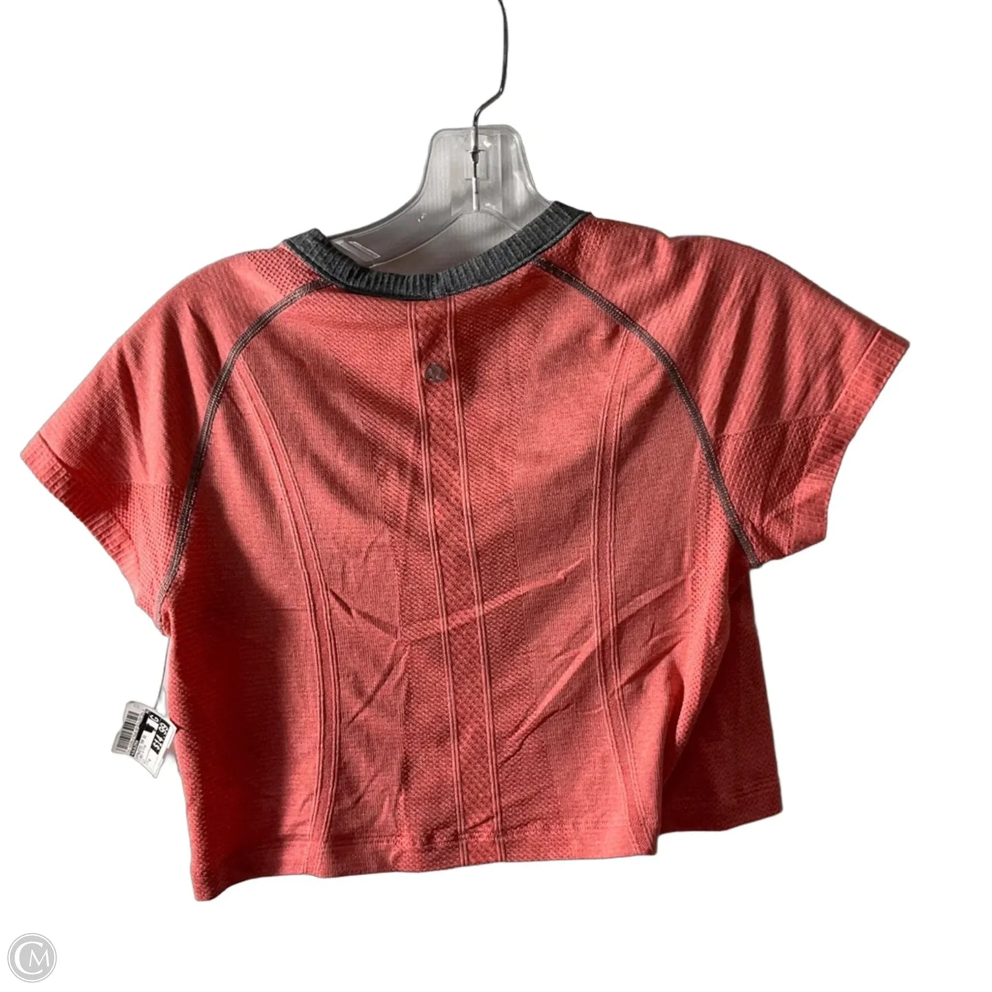 Athletic Top Short Sleeve By Lululemon In Grey & Pink, Size: 4