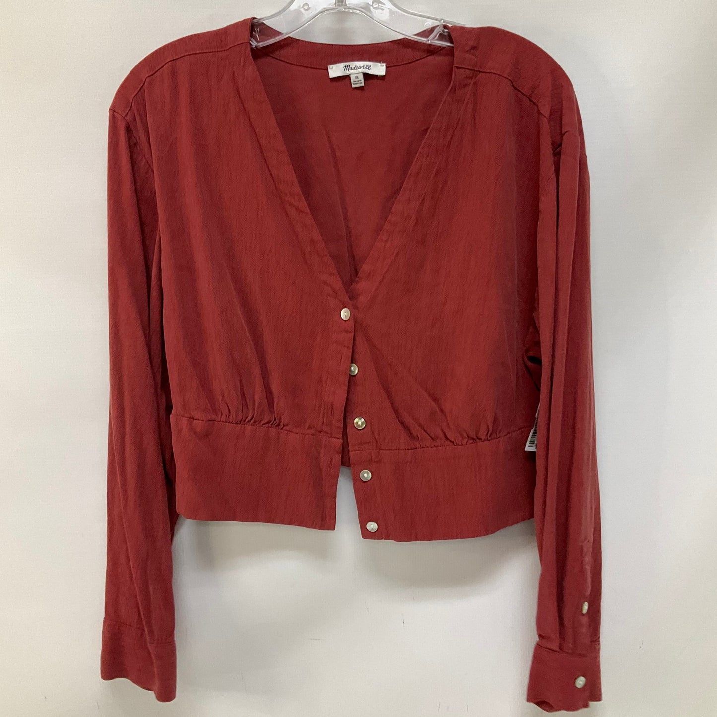 Top Long Sleeve By Madewell In Red, Size: Xl