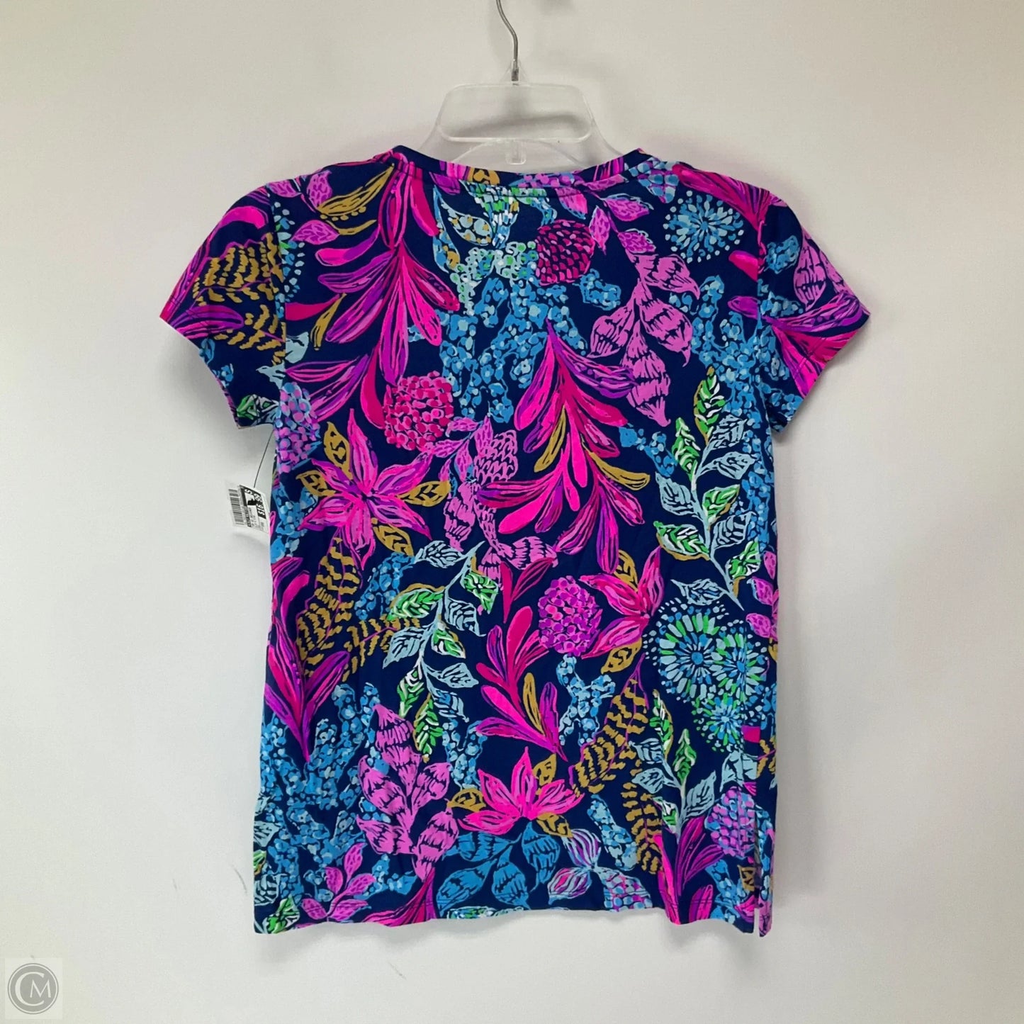 Top Short Sleeve Designer By Lilly Pulitzer In Blue & Pink, Size: Xxs