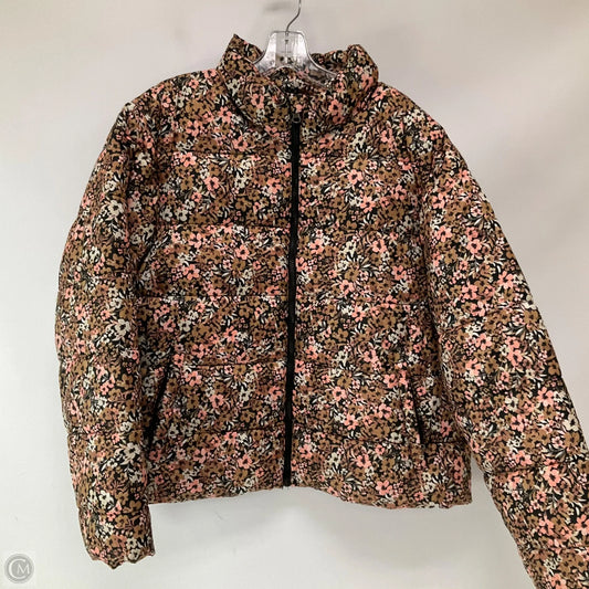Coat Puffer & Quilted By Time And Tru In Floral Print, Size: Xl