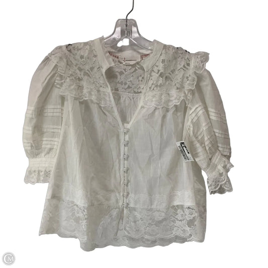 Top Short Sleeve By Anthropologie In White, Size: S