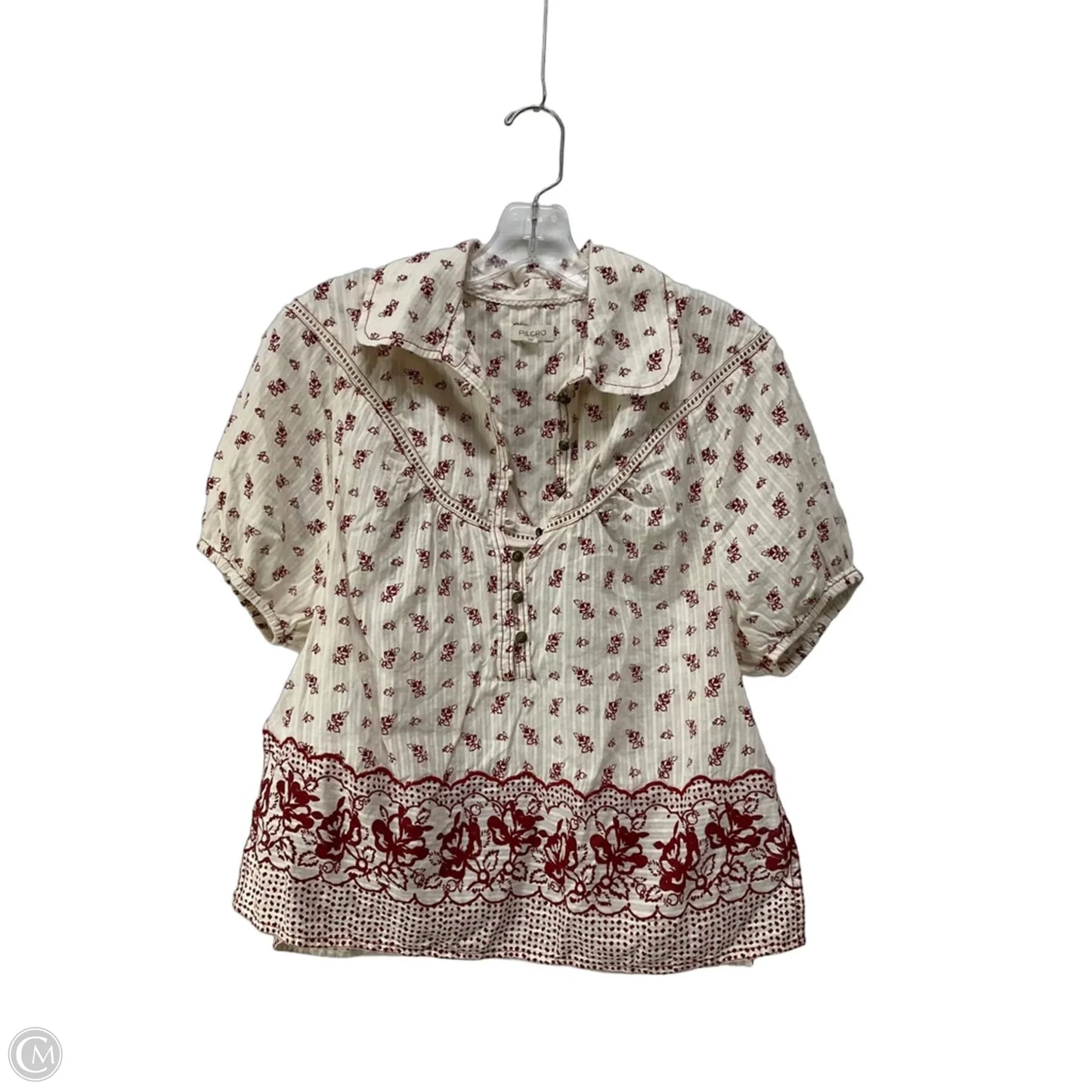 Top Short Sleeve By Pilcro In Red & White, Size: S