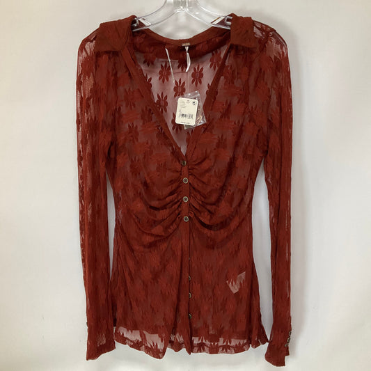 Red Top Long Sleeve Free People, Size L