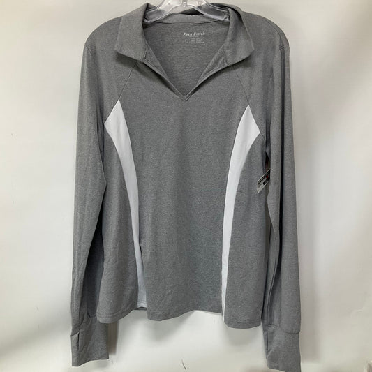 Athletic Top Long Sleeve Collar By Cmb In Grey, Size: L